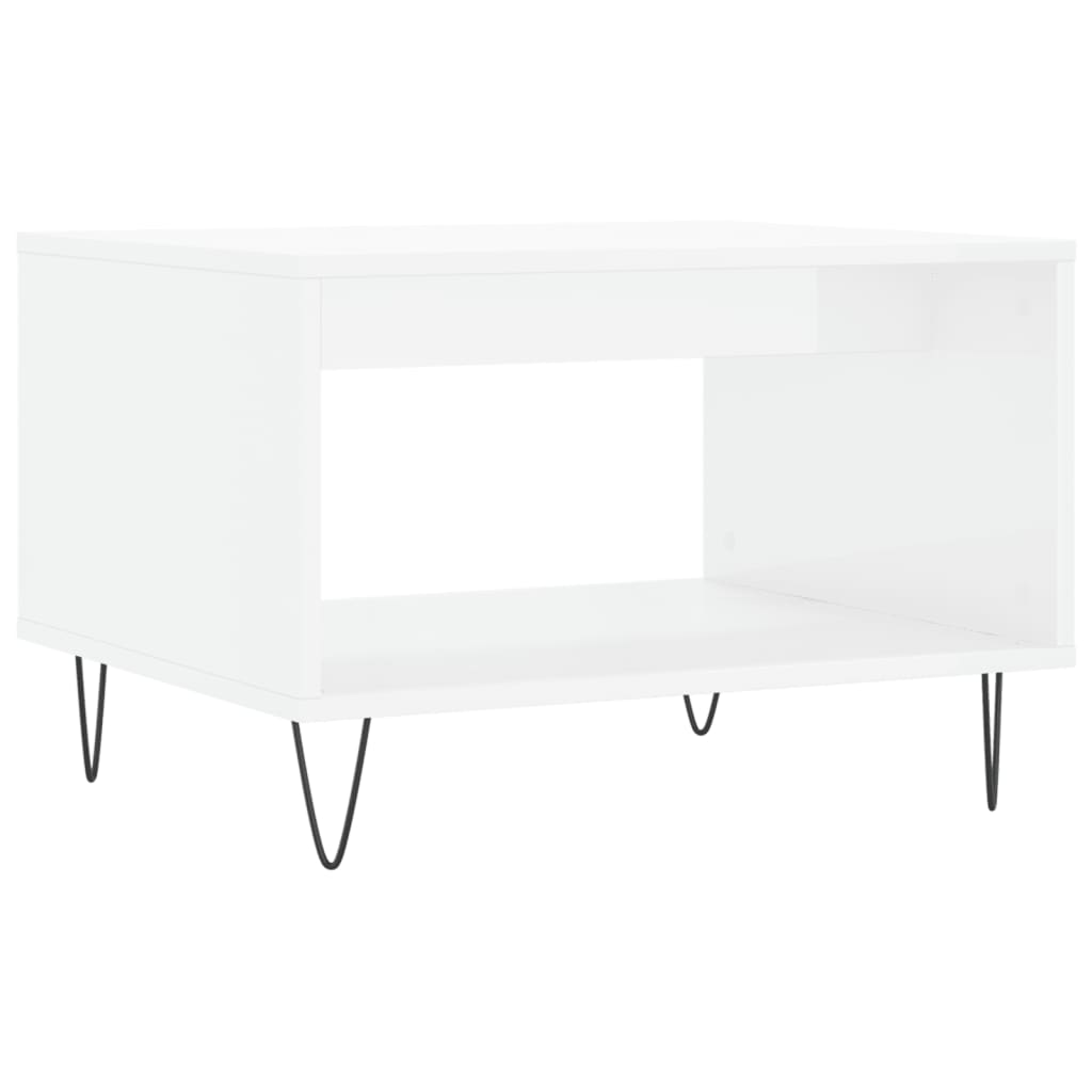 vidaXL Mesa de centro 60x50x40 cm derivados madeira branco brilhante