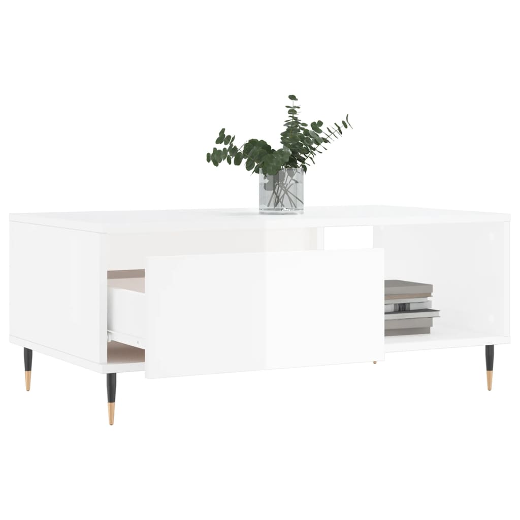 vidaXL Mesa de centro 90x50x36,5 cm derivados madeira branco brilhante