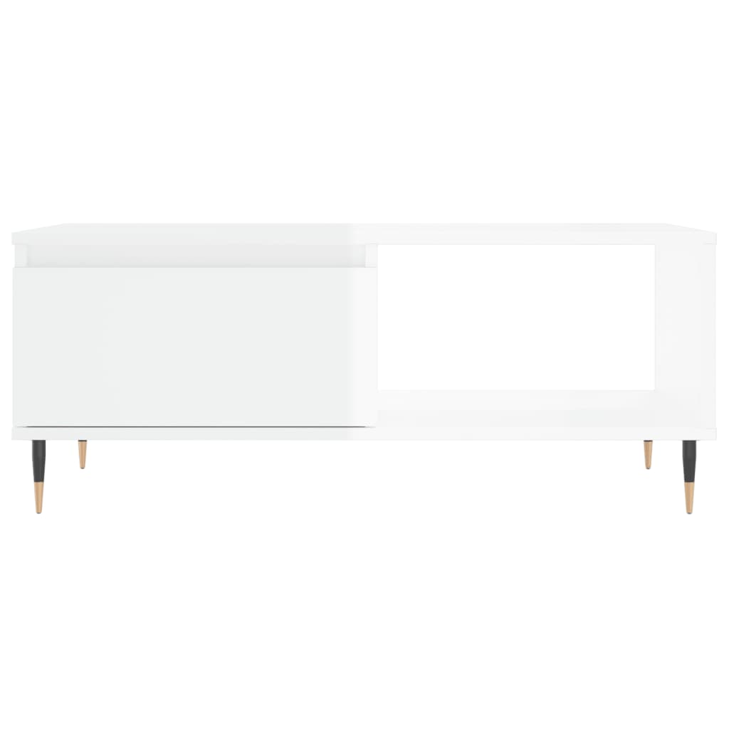 vidaXL Mesa de centro 90x50x36,5 cm derivados madeira branco brilhante