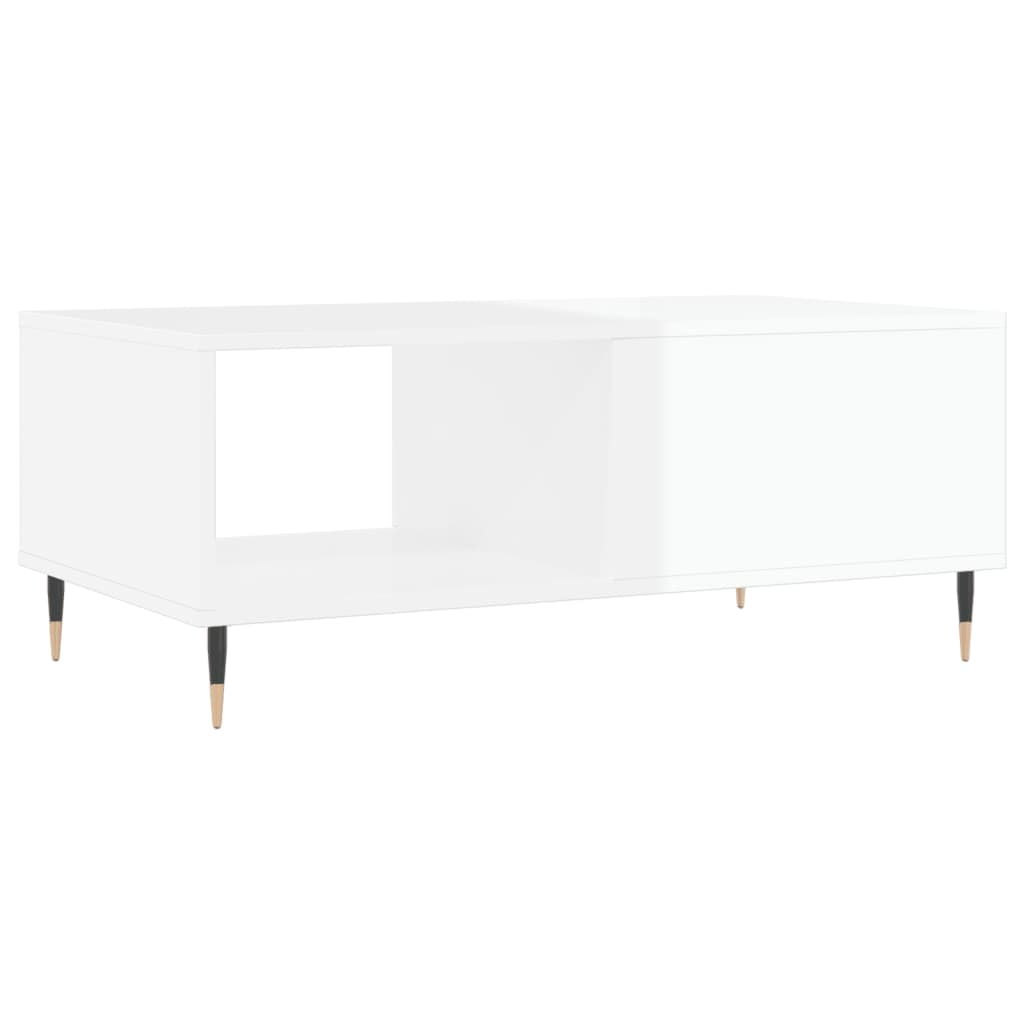 vidaXL Mesa de centro 90x50x36,5 cm derivados madeira branco brilhante