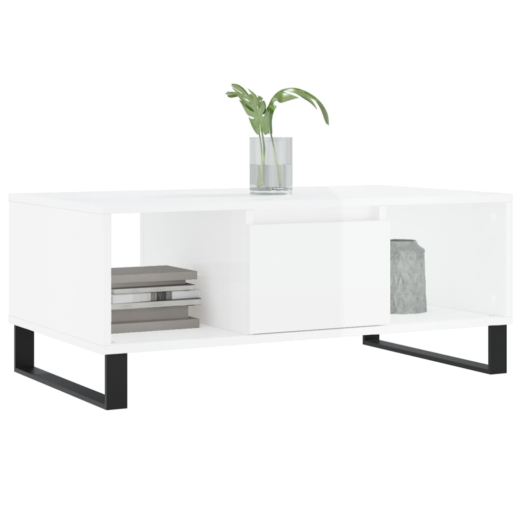 vidaXL Mesa de centro 90x50x36,5 cm derivados madeira branco brilhante