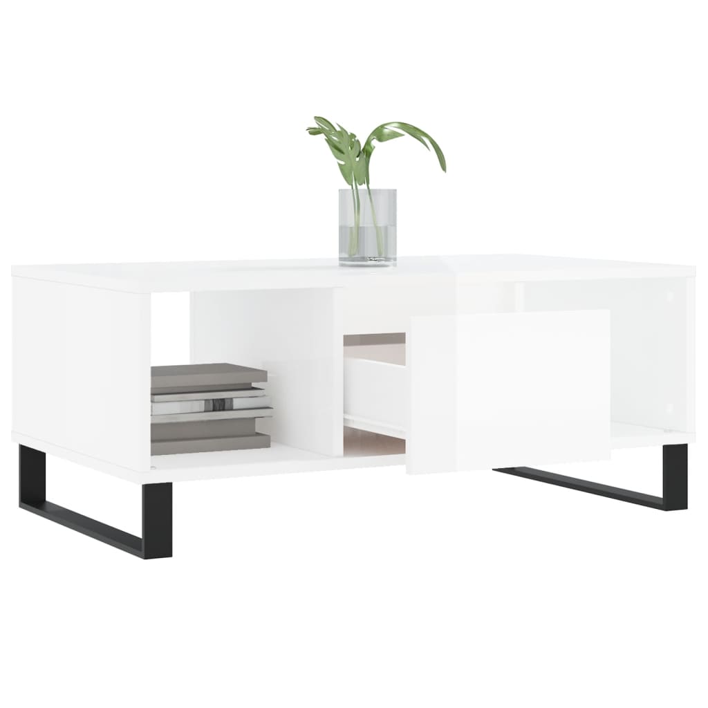 vidaXL Mesa de centro 90x50x36,5 cm derivados madeira branco brilhante