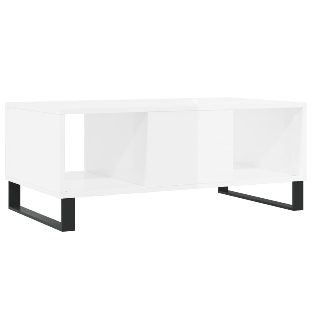 vidaXL Mesa de centro 90x50x36,5 cm derivados madeira branco brilhante