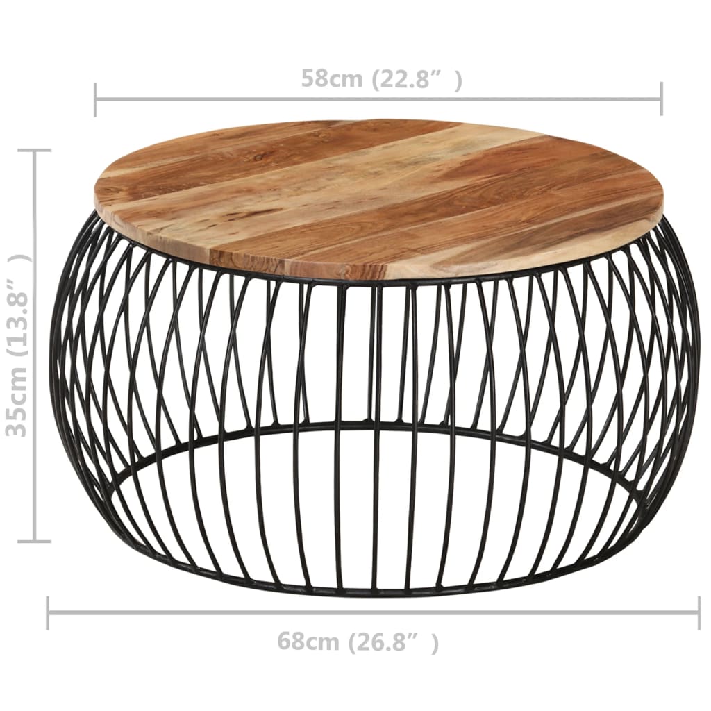 vidaXL Mesa de centro Ø68 cm madeira de acácia maciça