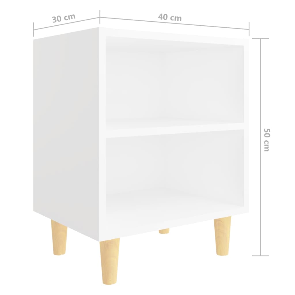 vidaXL Mesa de cabeceira c/ pernas em madeira maciça 40x30x50cm branco