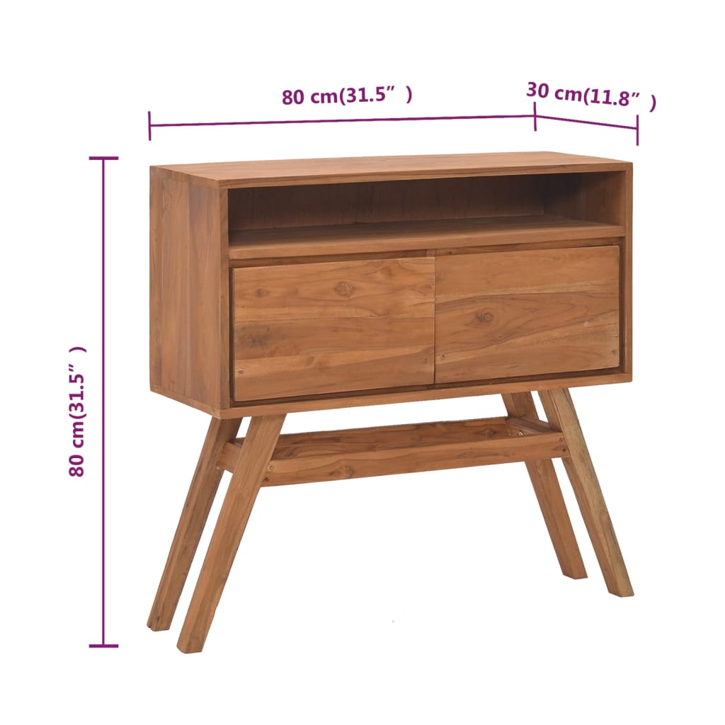 vidaXL Mesa consola 80x30x80 cm madeira de teca maciça