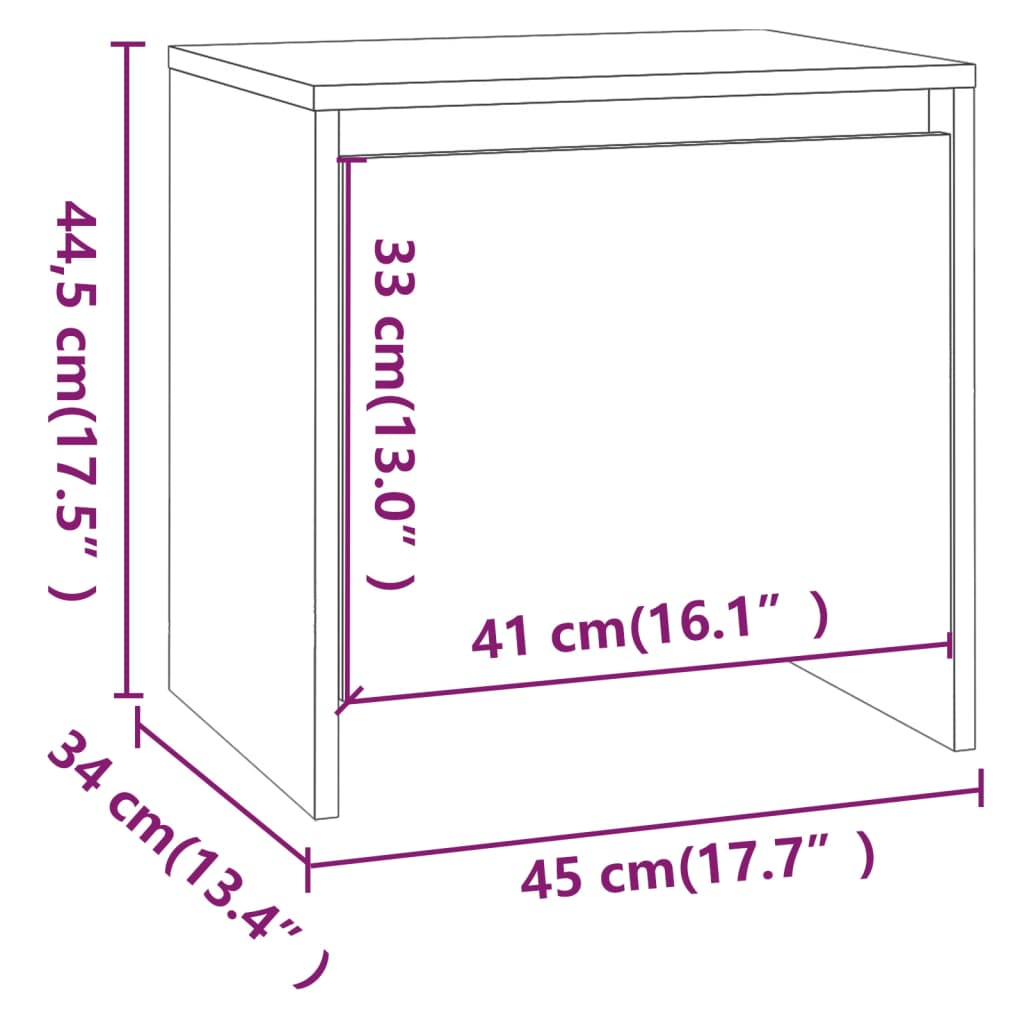 vidaXL Mesa de cabeceira 45x34x44,5 cm contraplacado carvalho sonoma