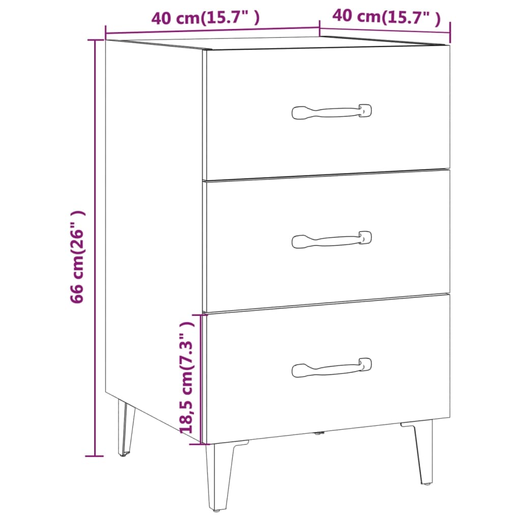 vidaXL Mesa de cabeceira 40x40x66 cm derivados de madeira branco