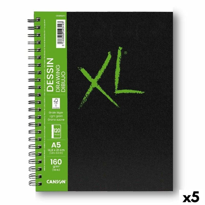 Canson|Bloco de desenho Canson XL Drawing Branco A5 5 Unidades 60 Folhas 160 g/m2 148 x 210 mm