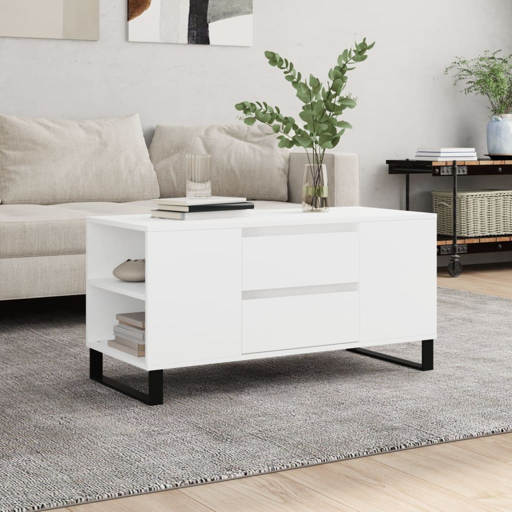 vidaXL Mesa de centro 102x44,5x50 cm derivados de madeira branco