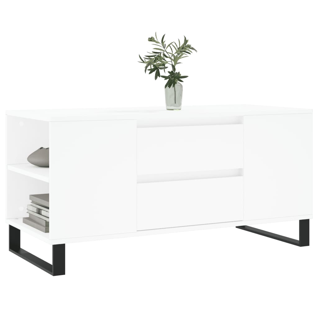 vidaXL Mesa de centro 102x44,5x50 cm derivados de madeira branco