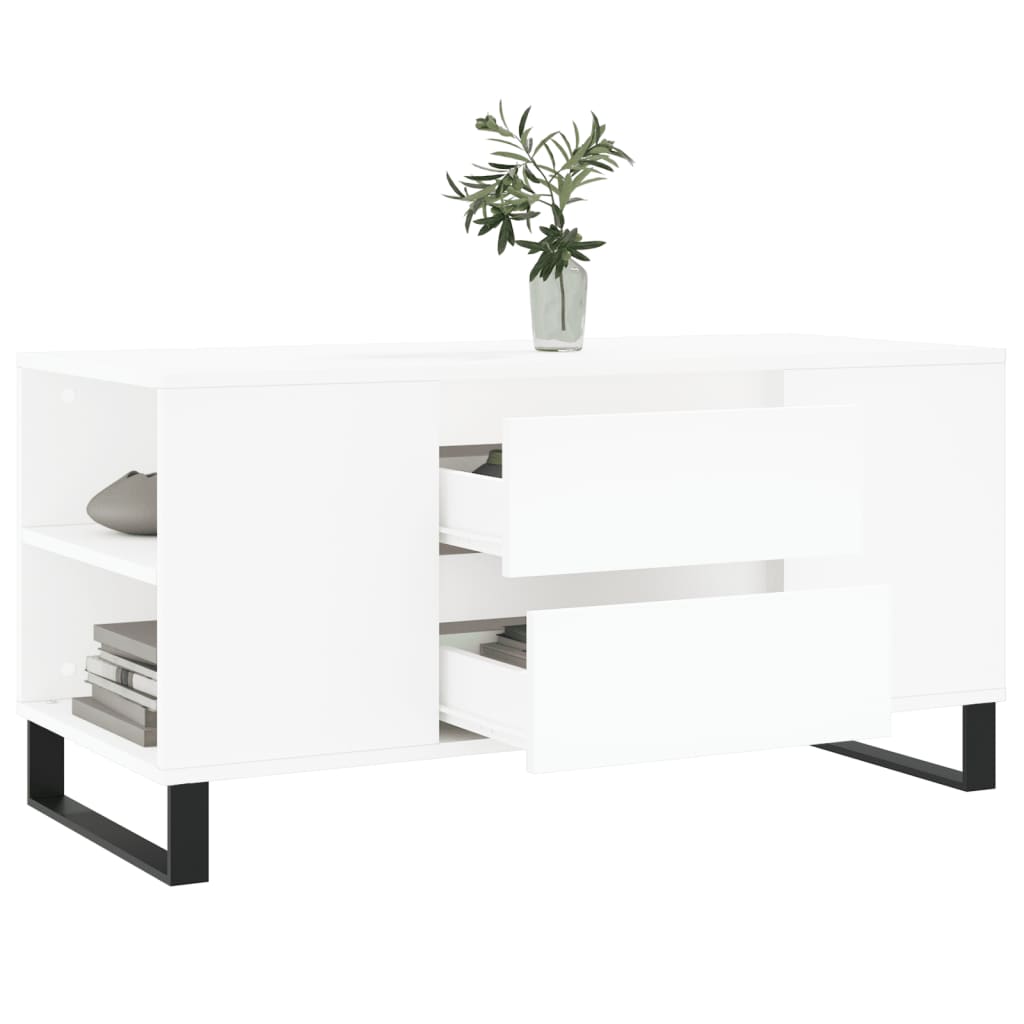 vidaXL Mesa de centro 102x44,5x50 cm derivados de madeira branco