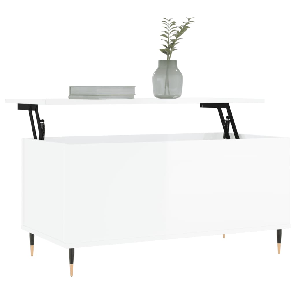 vidaXL Mesa centro 90x44,5x45 cm derivados de madeira branco brilhante