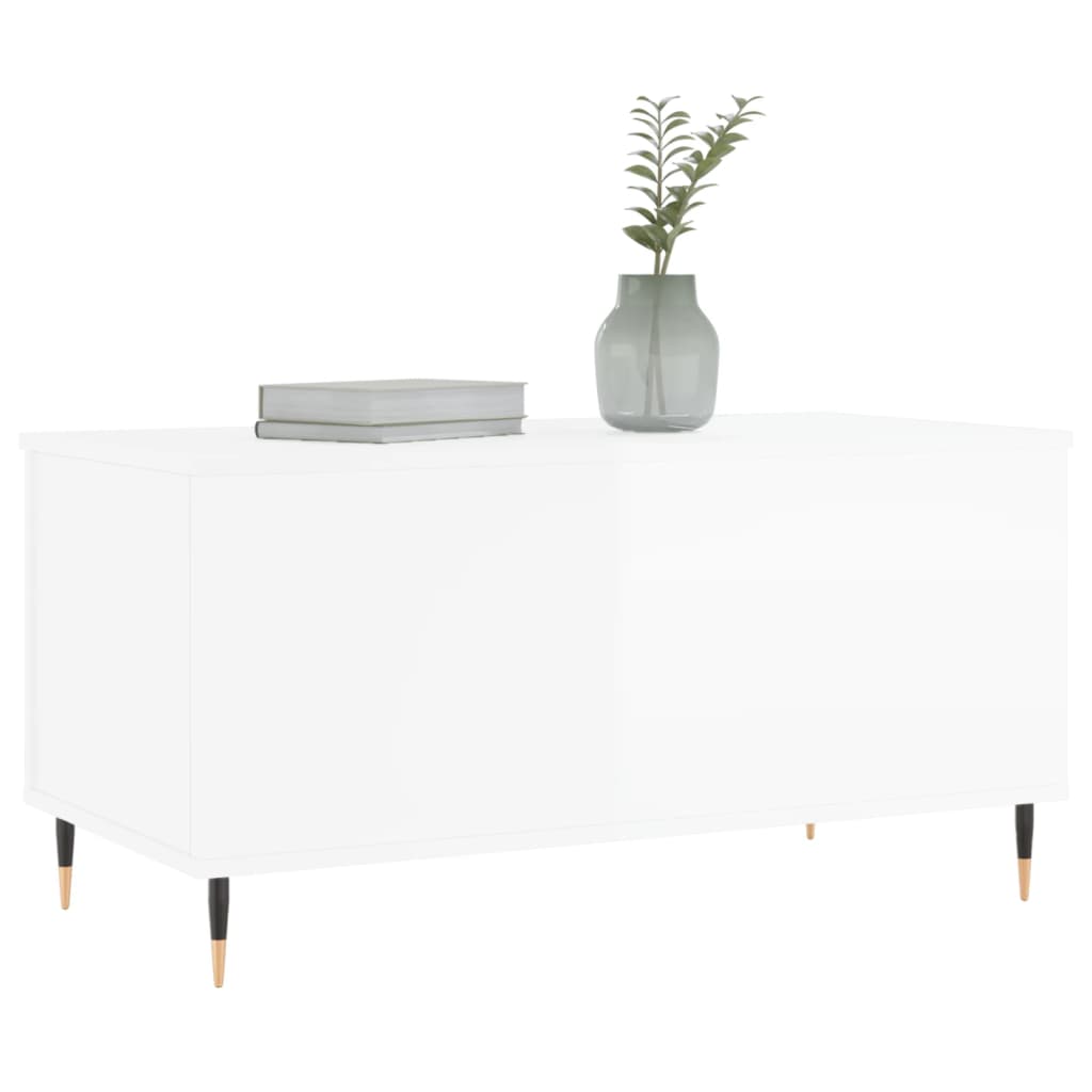 vidaXL Mesa centro 90x44,5x45 cm derivados de madeira branco brilhante