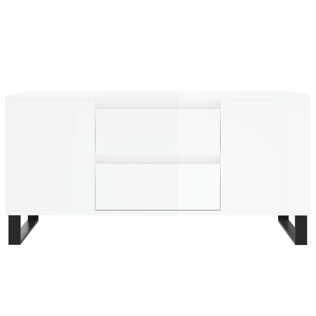 vidaXL Mesa centro 102x44,5x50cm derivados de madeira branco brilhante