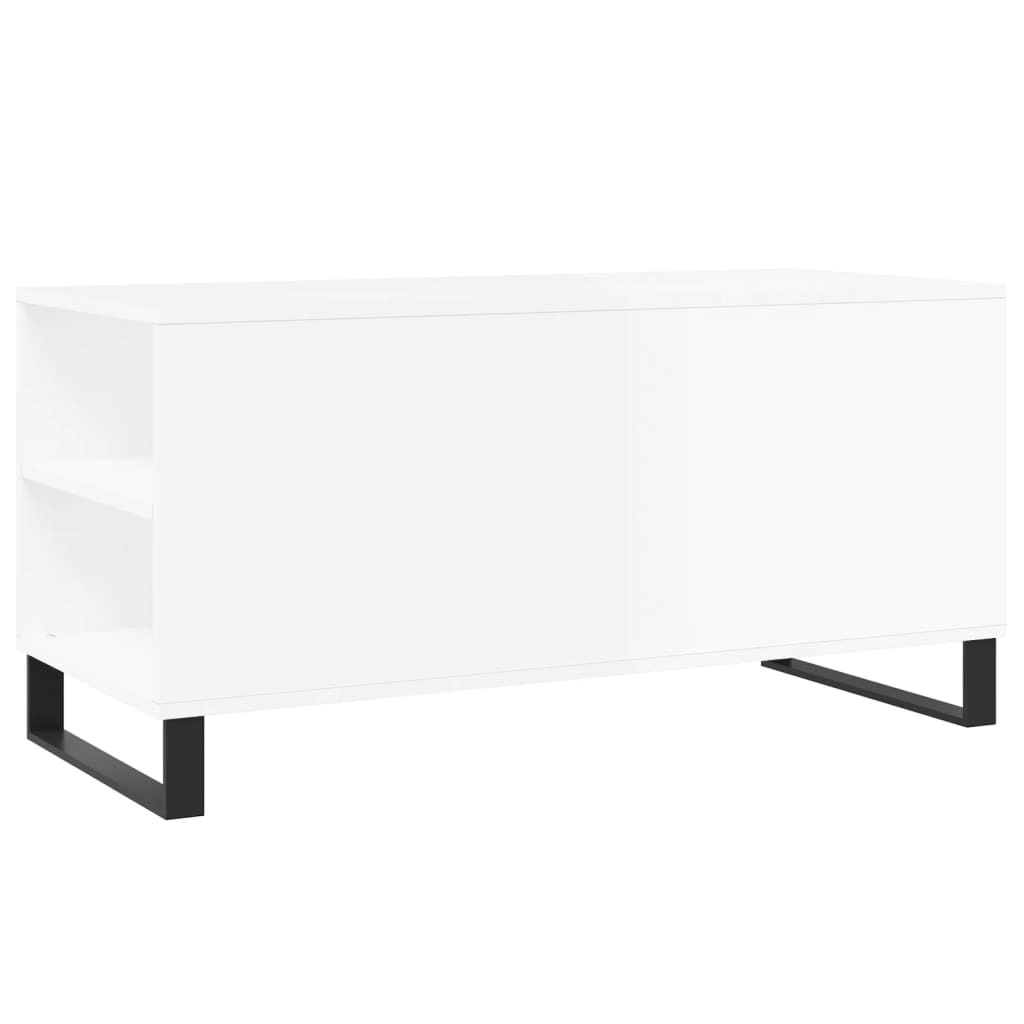 vidaXL Mesa centro 102x44,5x50cm derivados de madeira branco brilhante