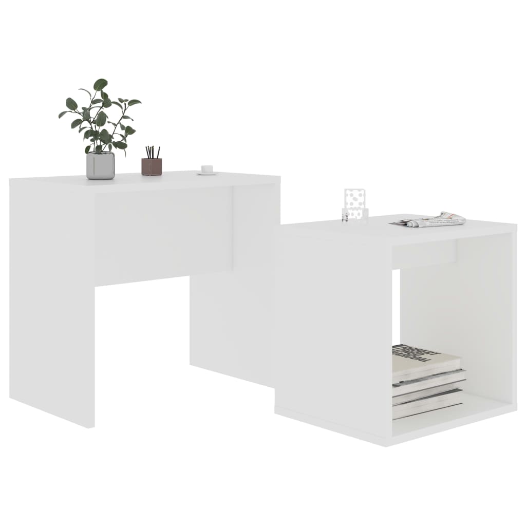 vidaXL Conjunto mesas de centro 48x30x45 cm contraplacado branco