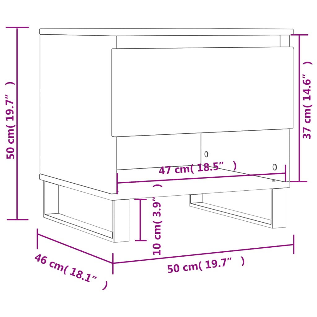 vidaXL Mesa de centro 50x46x50 derivados de madeira branco