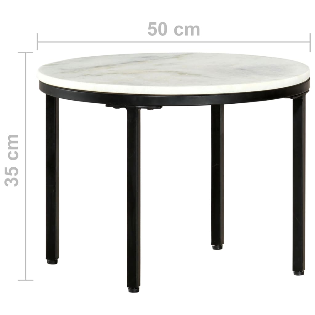 vidaXL Mesa de centro Ø50 cm mármore genuína maciça branco e preto