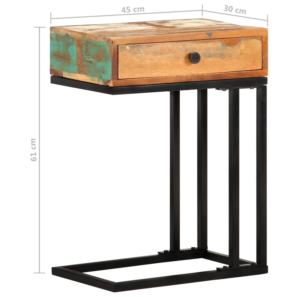 vidaXL Mesa de apoio formato em U 45x30x61cm madeira recuperada maciça