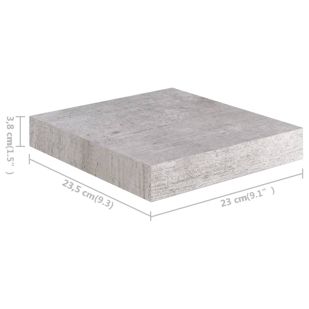 vidaXL Prateleiras de parede 2 pcs 23x23,5x3,8cm MDF cinzento-cimento