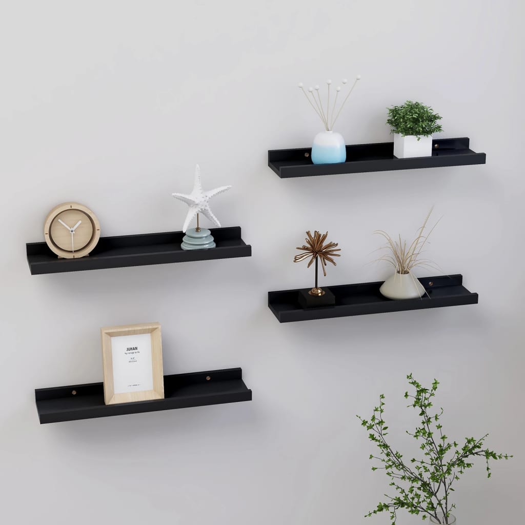 vidaXL Prateleiras de parede 4 pcs 40x9x3 cm preto