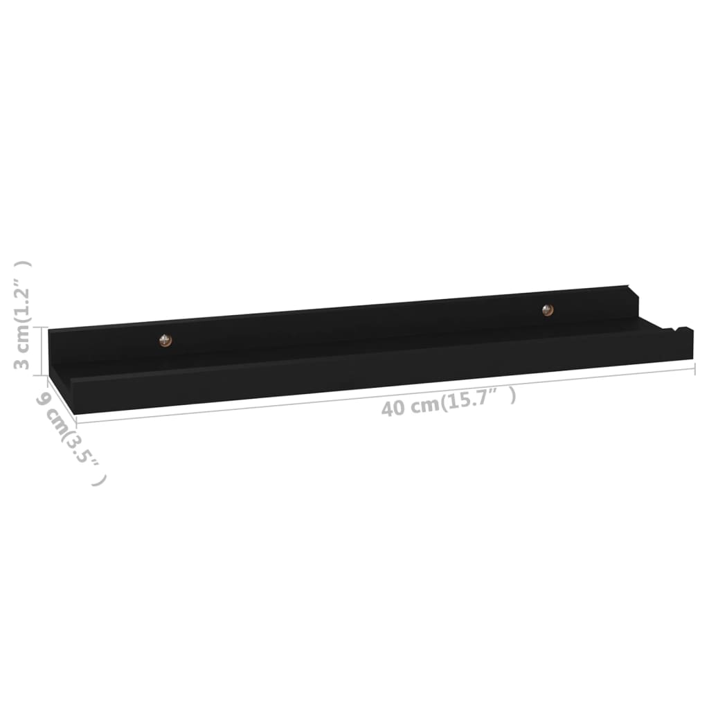 vidaXL Prateleiras de parede 4 pcs 40x9x3 cm preto