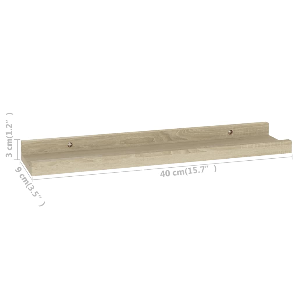 vidaXL Prateleiras de parede 4 pcs 40x9x3 cm carvalho sonoma