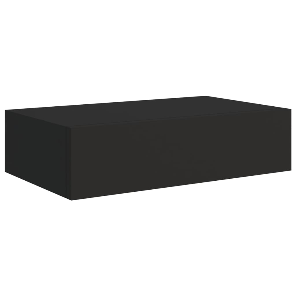 vidaXL Prateleiras de parede com gavetas 2 pcs MDF 40x23,5x10 cm preto