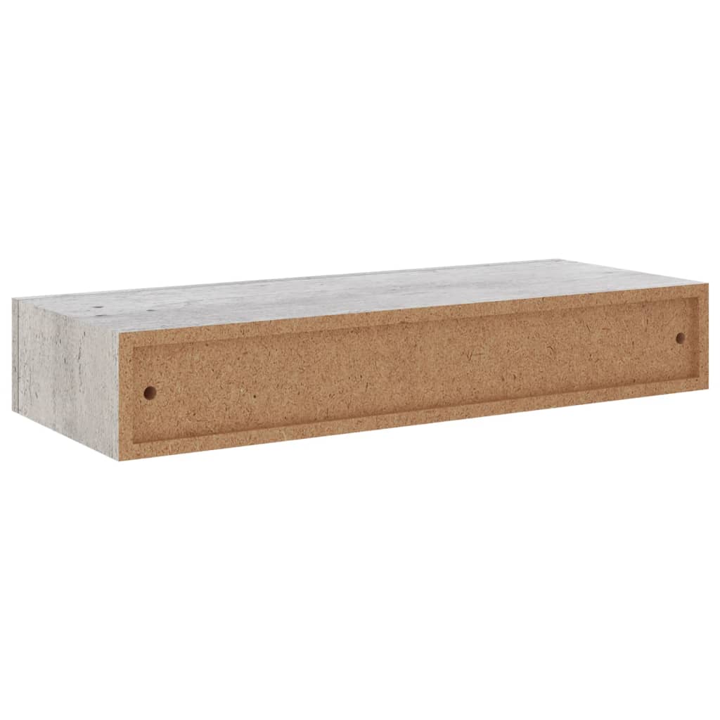 vidaXL Prateleira parede c/ gaveta MDF 60x23,5x10 cm cinzento-cimento