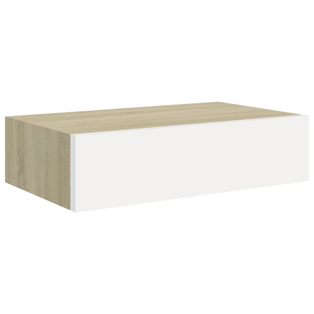 vidaXL Prateleiras parede + gavetas 2pcs MDF 40x23,5x10cm carv./branco