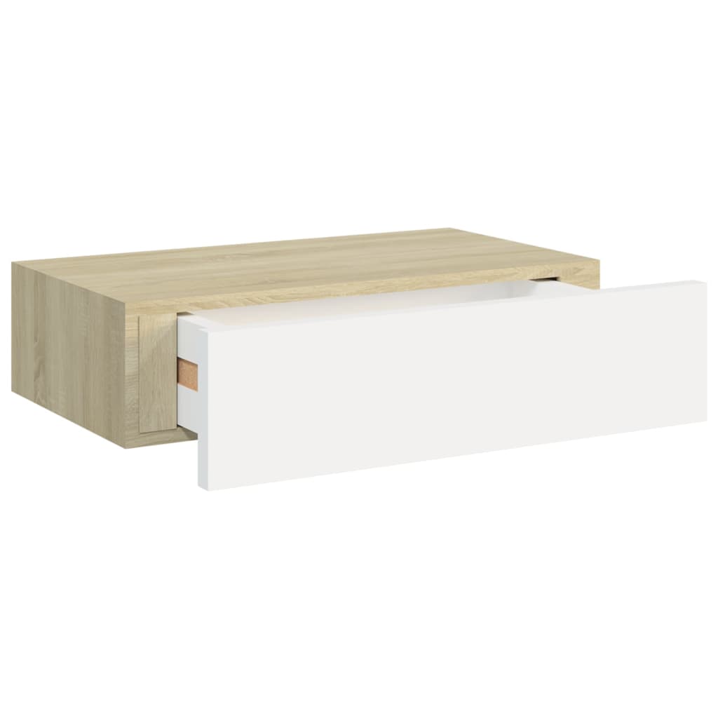 vidaXL Prateleiras parede + gavetas 2pcs MDF 40x23,5x10cm carv./branco