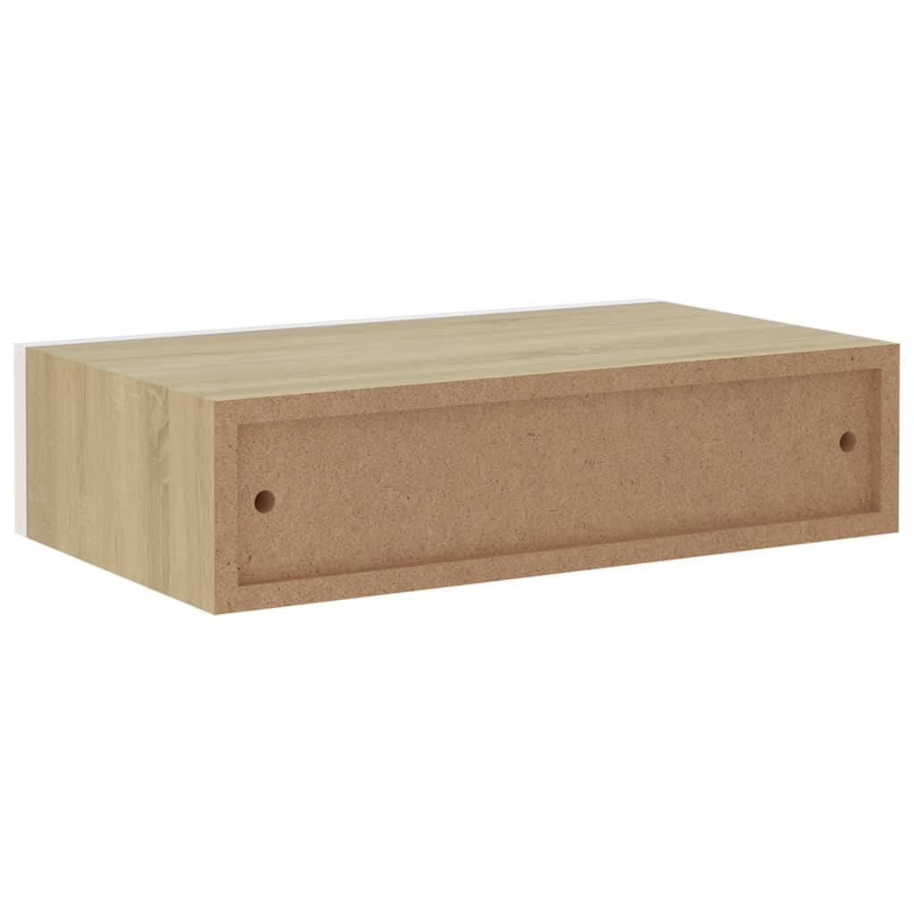 vidaXL Prateleiras parede + gavetas 2pcs MDF 40x23,5x10cm carv./branco