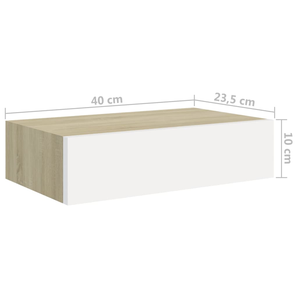 vidaXL Prateleiras parede + gavetas 2pcs MDF 40x23,5x10cm carv./branco