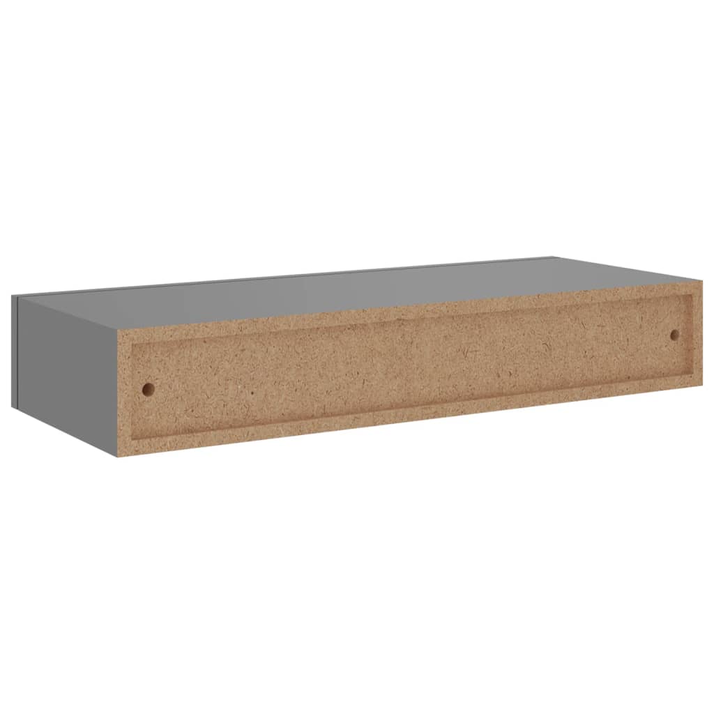 vidaXL Prateleira de parede com gaveta MDF 60x23,5x10 cm cinzento