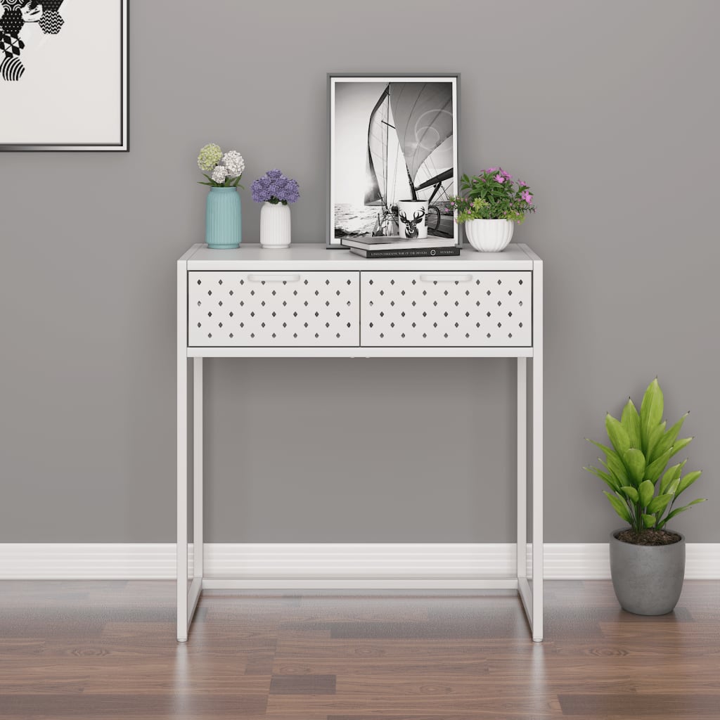 vidaXL Mesa consola 72x35x75 cm aço branco