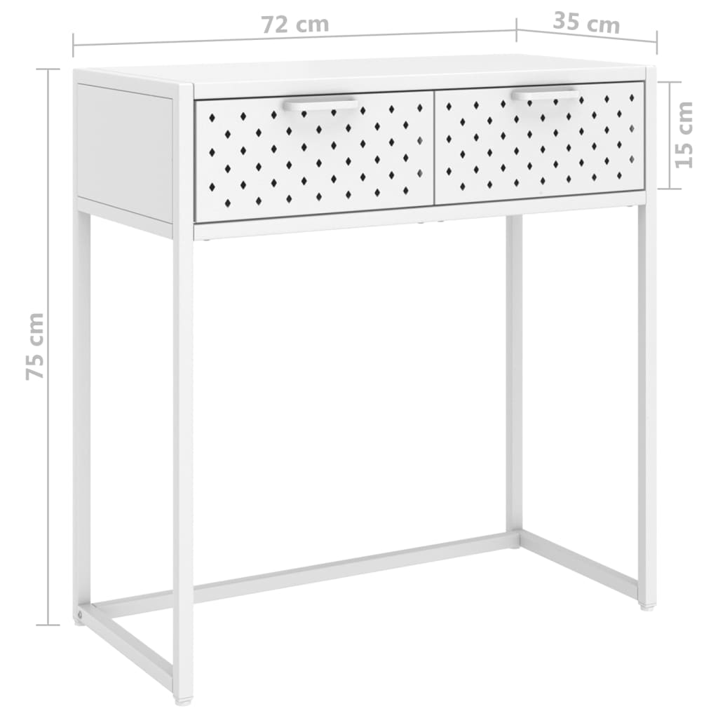 vidaXL Mesa consola 72x35x75 cm aço branco