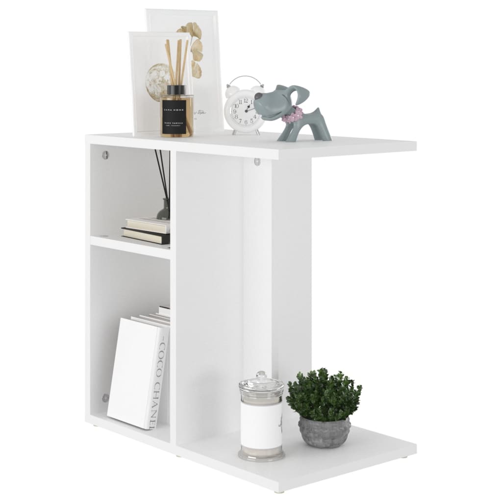 vidaXL Mesa de apoio 50x30x50 cm contraplacado branco