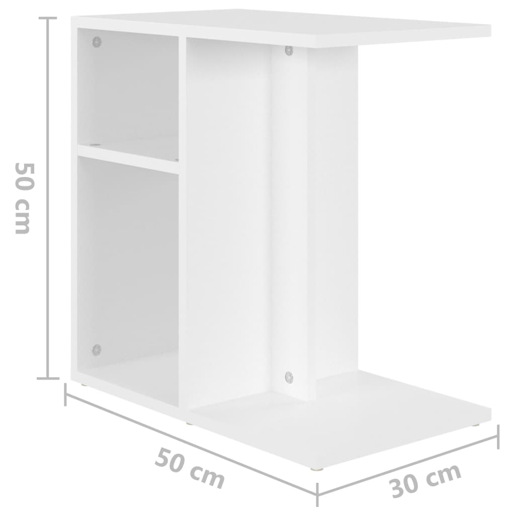 vidaXL Mesa de apoio 50x30x50 cm contraplacado branco