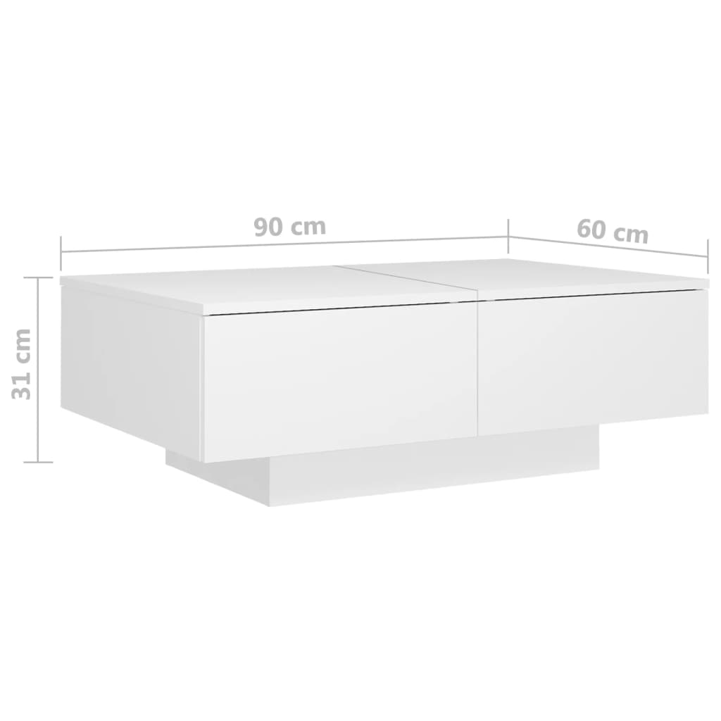 vidaXL Mesa de centro 90x60x31 cm contraplacado branco