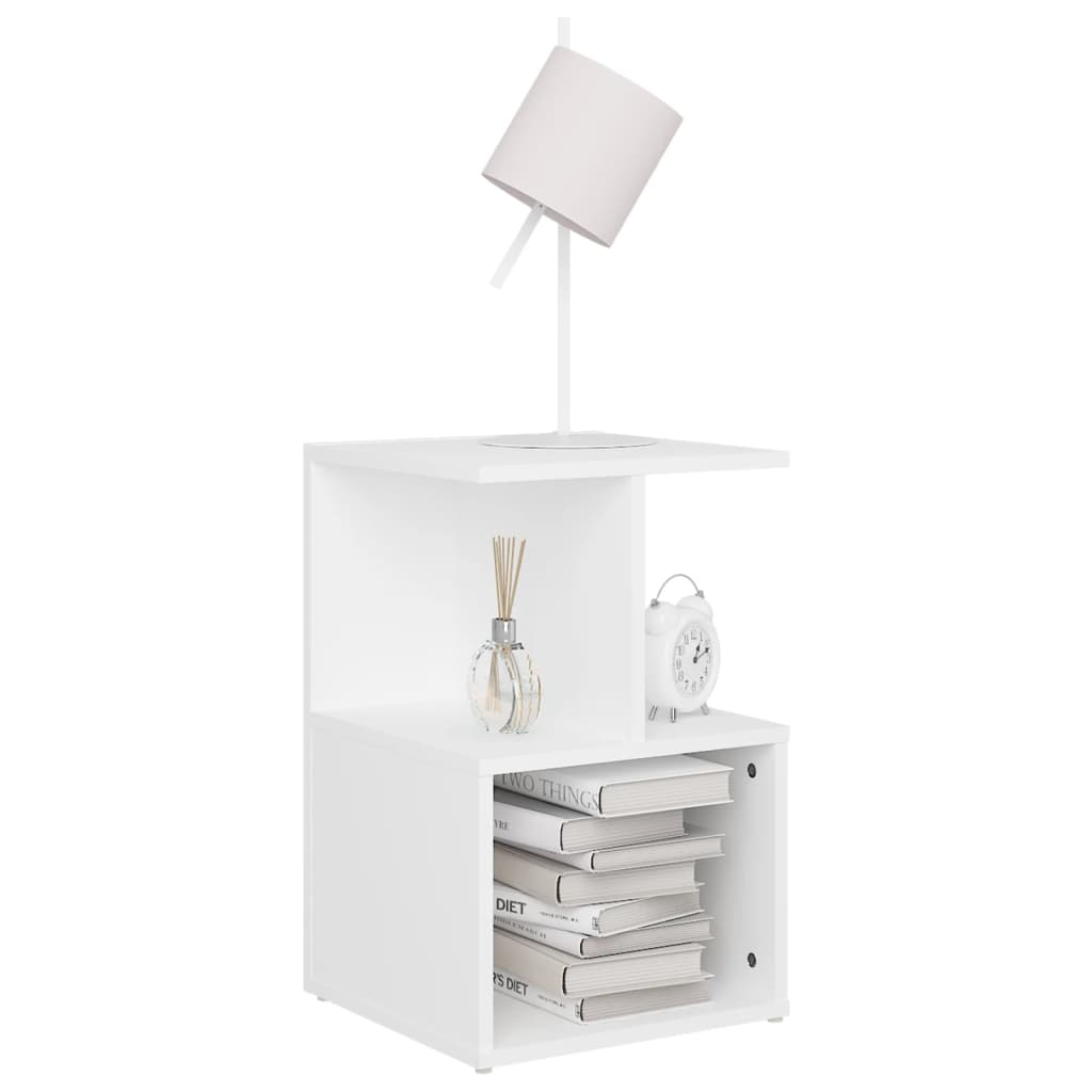 vidaXL Mesa de cabeceira 35x35x55 cm contraplacado branco