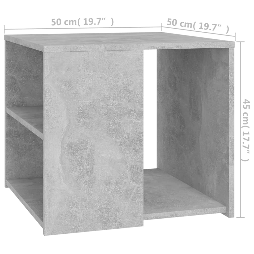 vidaXL Mesa de apoio 50x50x45 cm contraplacado cinzento cimento