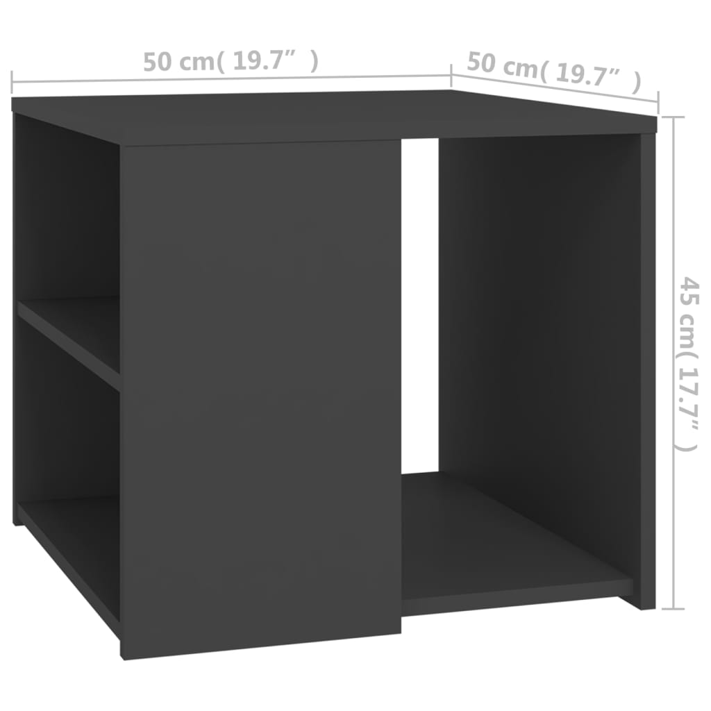 vidaXL Mesa de apoio 50x50x45 cm contraplacado cinzento