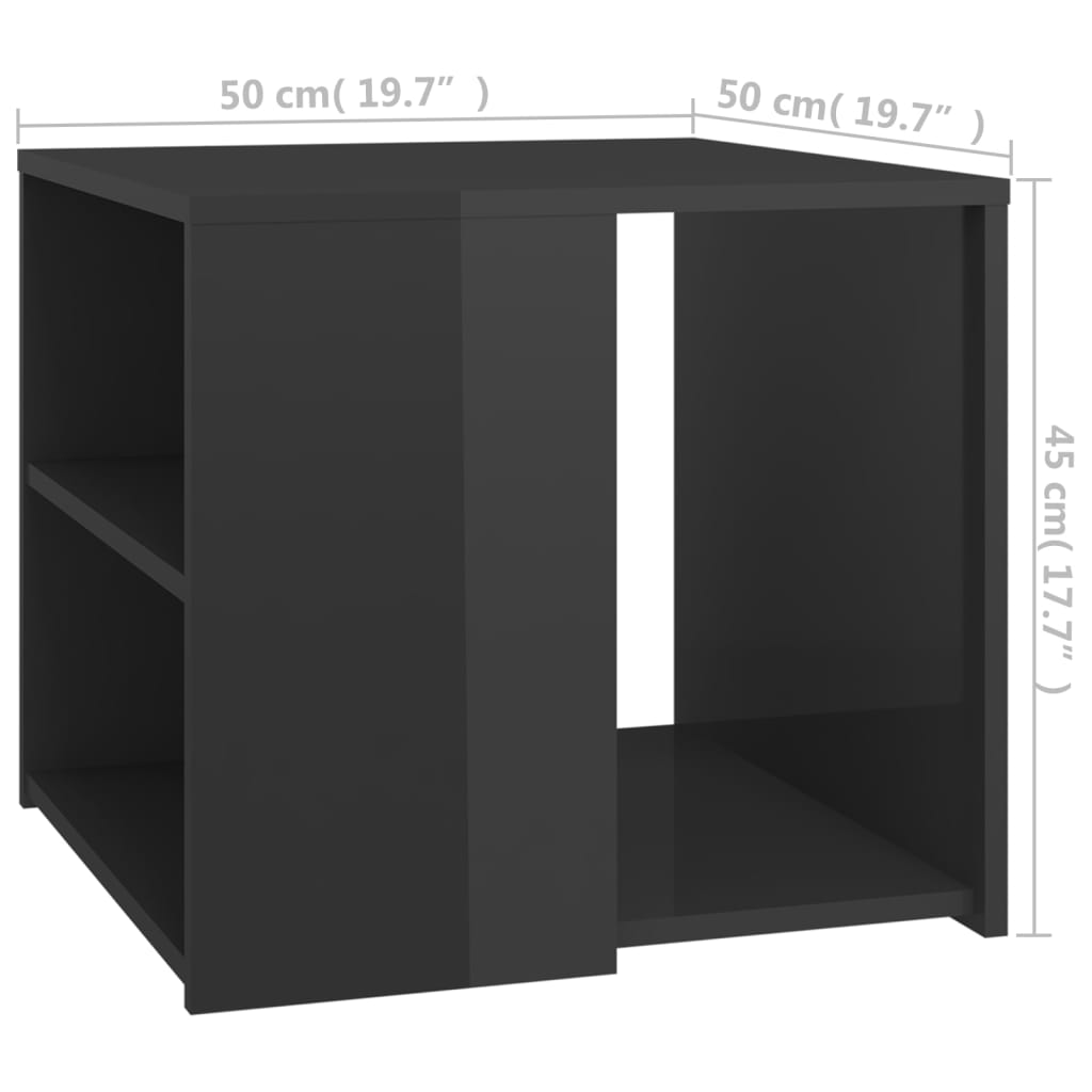 vidaXL Mesa de apoio 50x50x45 cm contraplacado cinzento brilhante