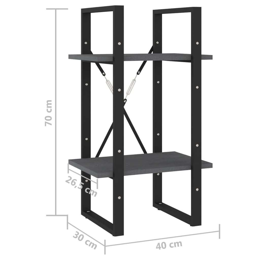 vidaXL Estante com 2 prateleiras 40x30x70 cm pinho maciço cinzento