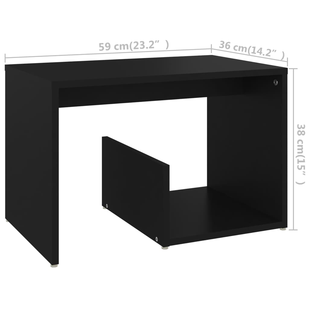 vidaXL Mesa de apoio 59x36x38 cm contraplacado preto