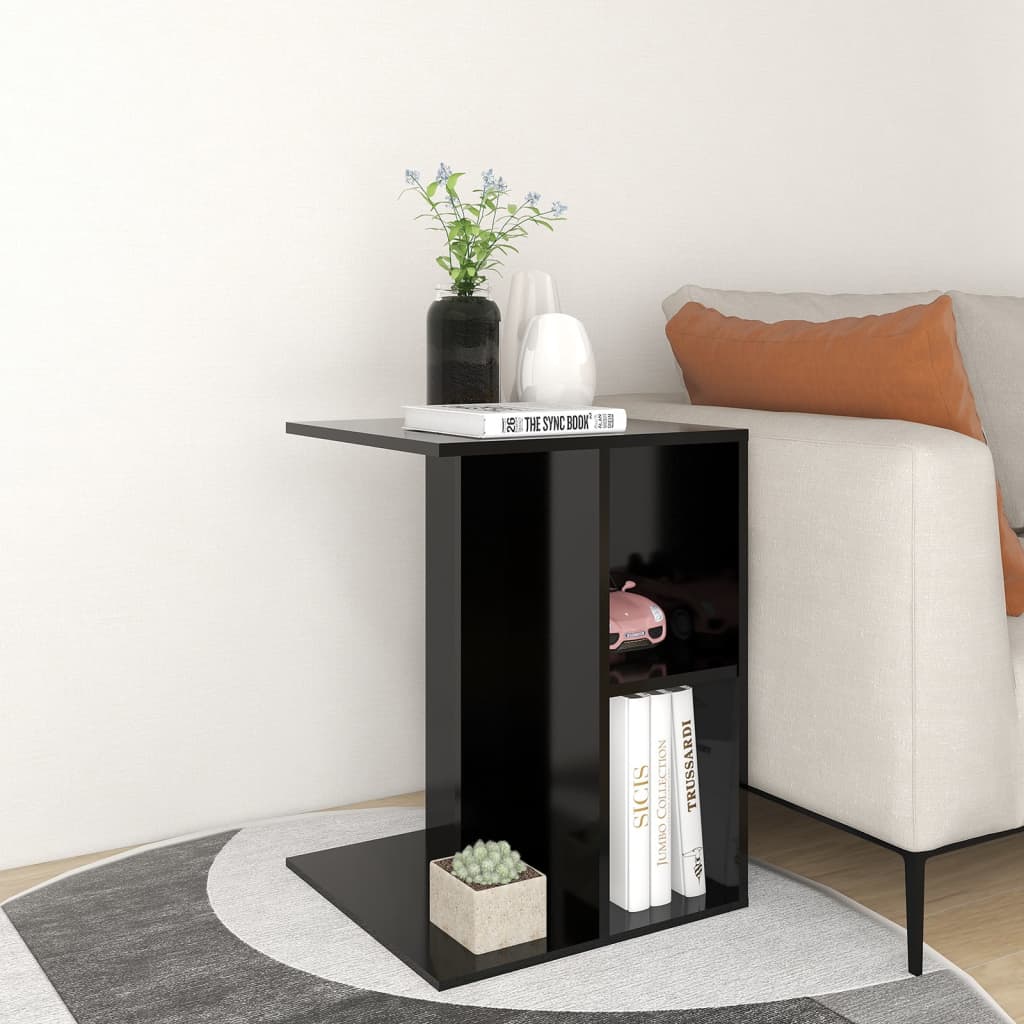 vidaXL Mesa de apoio 60x40x45 cm contraplacado preto