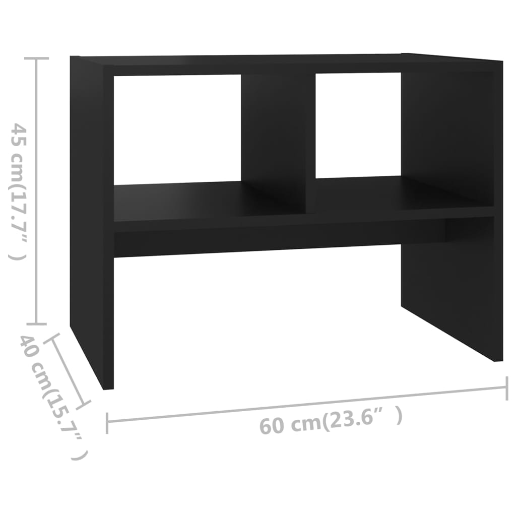 vidaXL Mesa de apoio 60x40x45 cm contraplacado preto