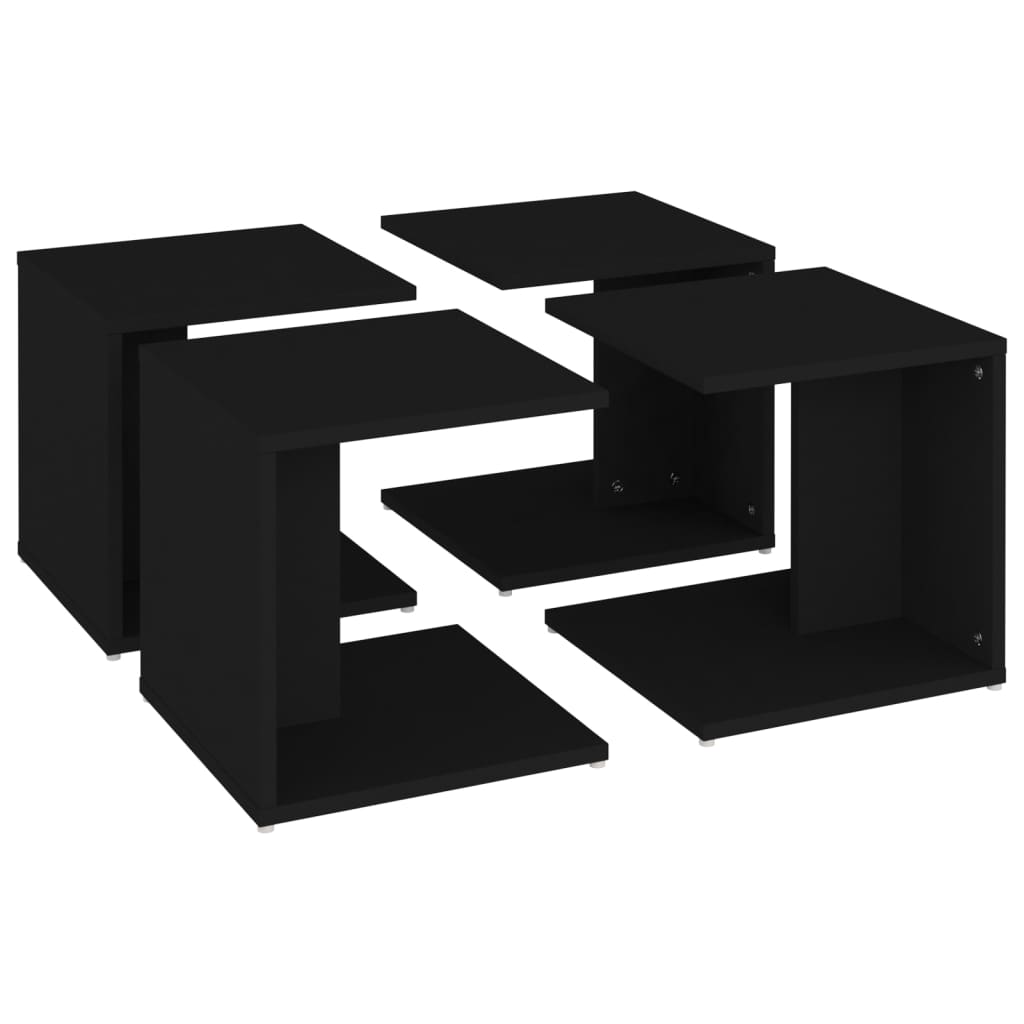 vidaXL Mesas de centro 4 pcs 33x33x33 cm contraplacado preto