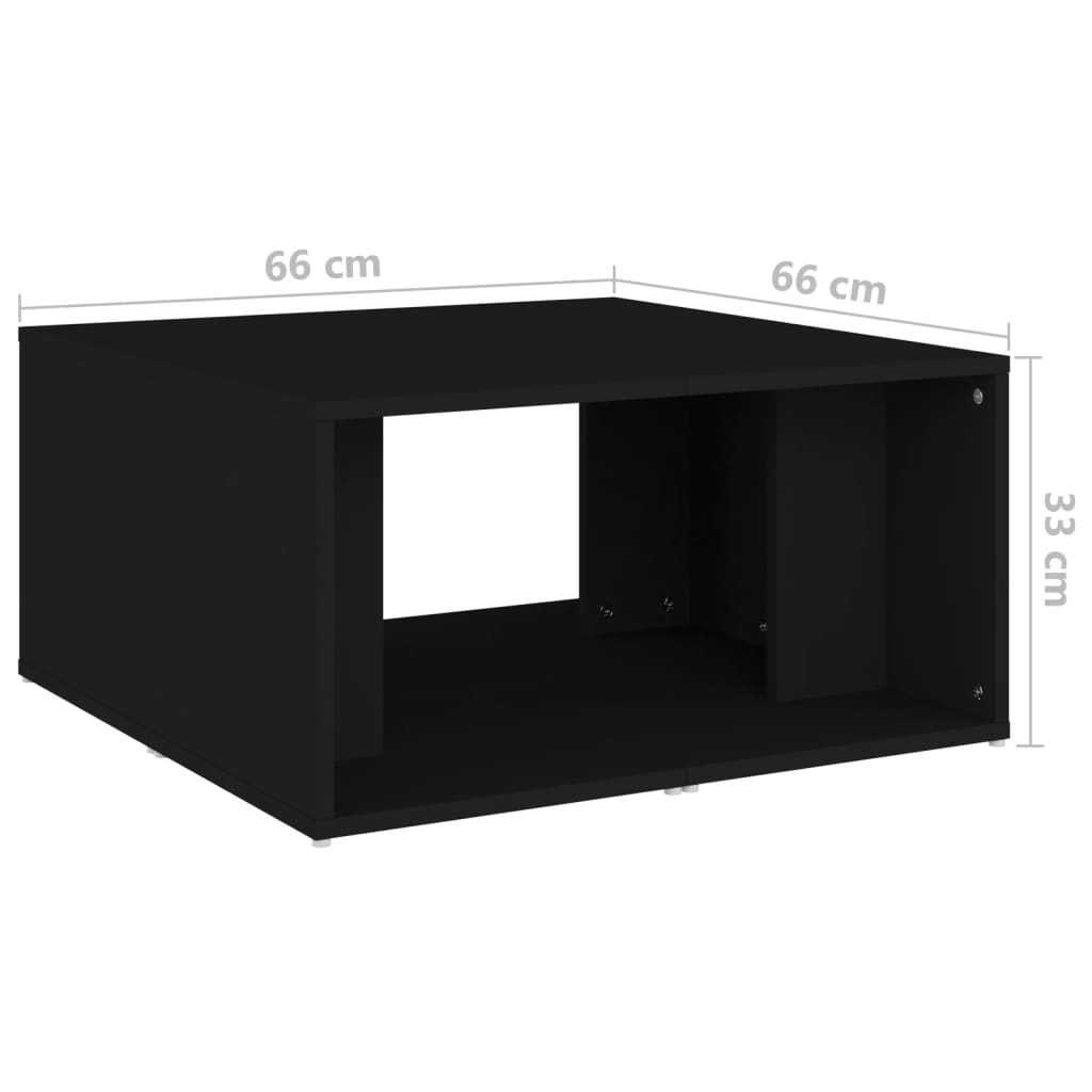 vidaXL Mesas de centro 4 pcs 33x33x33 cm contraplacado preto